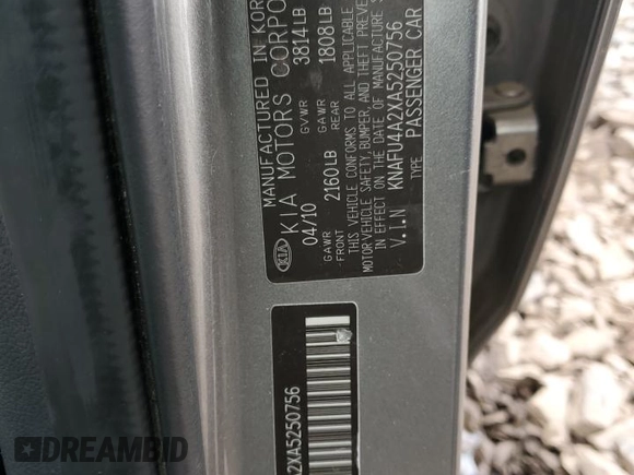 2010 Kia Forte EX z VIN KNAFU4A2XA5250756, wystawiony jako Copart lot #58743405 z przebiegiem 204 266 mil mil oraz Szkoda całkowita • Salvage title. Historia ofert i sprzedaży dostępna na DreamBid. Obrazek 12.
