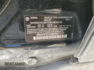 2011 BMW 3 Series 328i xDrive with VIN WBAPK5G59BNN31157, listed as a Copart auction lot 46153605 with 123,652 mi miles and Salvage Title. Bid and sale history available at carsss.com. Image 14.