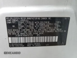 2013 Toyota RAV4 Limited with VIN 2T3DFREV0DW107253, listed as a Copart auction lot 52203135 with 160,803 mi miles and Salvage Title. Bid and sale history available at carsss.com. Image 12.