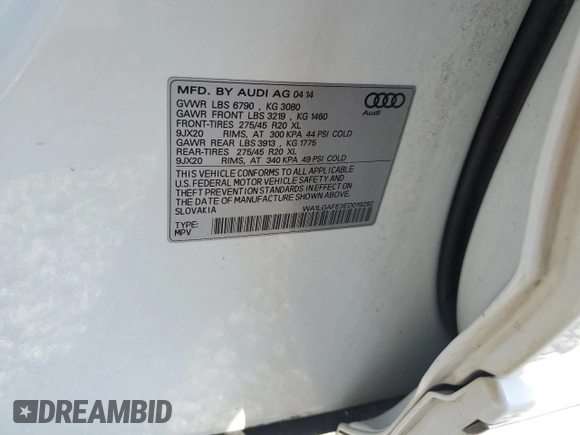 2014 Audi Q7 3.0T Premium Plus with VIN WA1LGAFE3ED019282, listed as a Copart auction lot 53940175 with 98,451 mi miles and Clean Title. Bid and sale history available at carsss.com. Image 13.