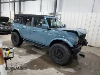 2023 Ford Bronco with VIN 1FMDE5DH0PLB18716, listed as a Copart auction lot 88271725 with 17,334 mi miles and Salvage Title. Bid and sale history available at DreamBid. Image 4.
