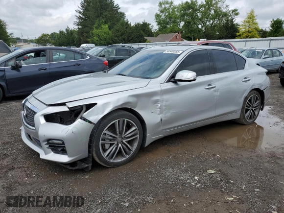 2015 Infiniti Q50 with VIN JN1BV7AR7FM398120, listed as a Copart auction lot 58540555 with 122,864 mi miles and Salvage title. Bid and sale history available at DreamBid. Image 1.