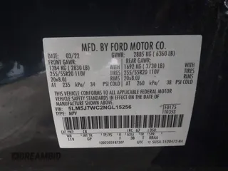 2022 Lincoln Aviator Reserve z VIN 5LM5J7WC2NGL15256, wystawiony jako IAAI lot #41533621 z przebiegiem 35 683 mil mil oraz . Historia ofert i sprzedaży dostępna na DreamBid. Obrazek 9.