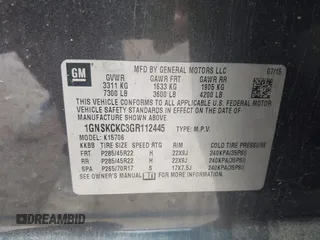 2016 Chevrolet Tahoe LTZ z VIN 1GNSKCKC3GR112445, wystawiony jako IAAI lot #42312996 z przebiegiem 107 511 mil mil oraz . Historia ofert i sprzedaży dostępna na DreamBid. Obrazek 9.