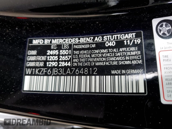 2020 Mercedes-Benz E-Class E 450 with VIN W1KZF6JB3LA764812, listed as a Copart auction lot 72063154 with 57,584 mi miles and Salvage Title. Bid and sale history available at carsss.com. Image 14.