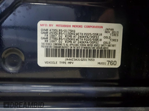 2016 Mitsubishi Outlander SE с VIN JA4AZ3A31GZ017653, выставлен на аукционе Copart как лот 65376345 с пробегом 146 433 миль миль и Чистый • Clean title. История ставок и продаж доступна на DreamBid. Изображение 13.