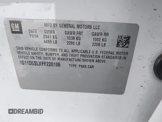 2015 Chevrolet Malibu LT with VIN 1G11D5SLXFF226106, listed as a IAAI auction lot 41978104 with 242,927 mi miles and . Bid and sale history available at DreamBid. Image 9.