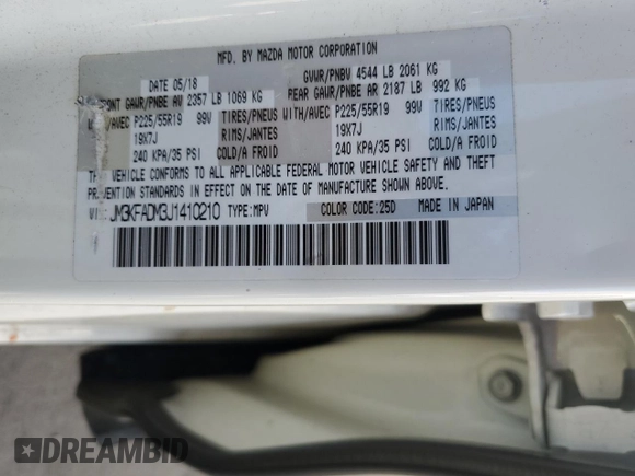 2018 Mazda CX-5 Grand Touring with VIN JM3KFADM3J1410210, listed as a Copart auction lot 44031365 with 69,016 mi miles and Clean Title. Bid and sale history available at DreamBid. Image 13.