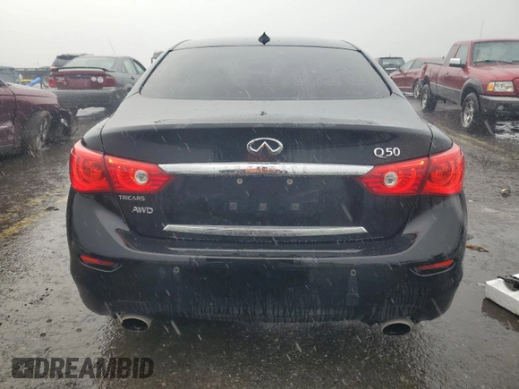 2014 Infiniti Q50 Premium with VIN JN1BV7AR9EM707892, listed as a Copart auction lot 63298055 with 144,391 mi miles and Salvage title. Bid and sale history available at DreamBid. Image 6.