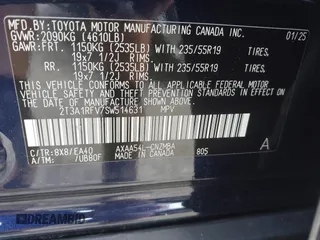 2025 Toyota RAV4 XLE Premium z VIN 2T3A1RFV7SW514631, wystawiony jako IAAI lot #42247225 z przebiegiem 4 815 mil mil oraz . Historia ofert i sprzedaży dostępna na DreamBid. Obrazek 9.