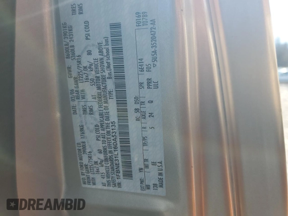 2006 Ford Econoline Passenger XL z VIN 1FBNE31L16DA53135, wystawiony jako Copart lot #45904875 z przebiegiem 174 385 mil mil oraz Szkoda całkowita • Salvage title. Historia ofert i sprzedaży dostępna na DreamBid. Obrazek 16.