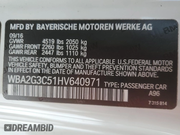 2017 BMW 2 Series M240i xDrive with VIN WBA2G3C51HV640971, listed as a Copart auction lot 43590235 with 84,600 mi miles and Salvage Title. Bid and sale history available at carsss.com. Image 13.