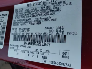2013 Ford Fusion SE Hybrid z VIN 3FA6P0LU9DR183625, wystawiony jako IAAI lot #42338533 z przebiegiem 159 546 mil mil oraz . Historia ofert i sprzedaży dostępna na DreamBid. Obrazek 9.