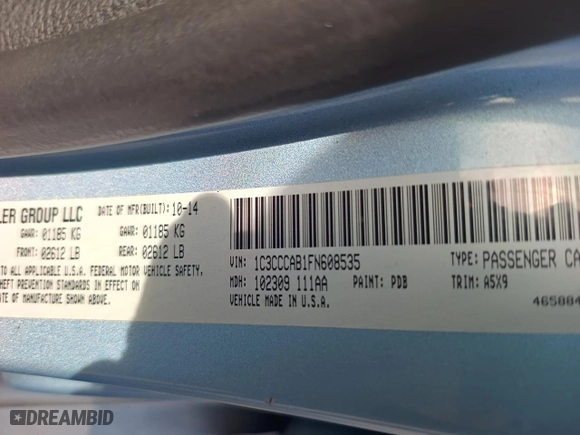 2015 Chrysler 200 Limited with VIN 1C3CCCAB1FN608535, listed as a Copart auction lot 52042275 with 77,887 mi miles and Clean Title. Bid and sale history available at carsss.com. Image 3.