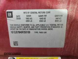 2009 Chevrolet Malibu 2LT with VIN 1G1ZJ57B49F250109, listed as a Copart auction lot 52819915 with 126,423 mi miles and Clean Title. Bid and sale history available at DreamBid. Image 12.