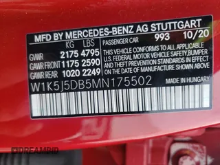 2021 Mercedes-Benz CLA 45 AMG with VIN W1K5J5DB5MN175502, listed as a Copart auction lot 45331254 with 21,365 mi miles and Clean Title. Bid and sale history available at DreamBid. Image 13.