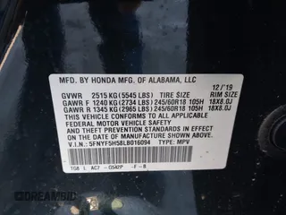 2020 Honda Pilot EX-L with VIN 5FNYF5H58LB016094, listed as a IAAI auction lot 41396607 with 117,317 mi miles. Bid and sale history available at carsss.com. Image 9.