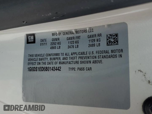 2011 Cadillac CTS Premium with VIN 1G6DS1ED6B0143442, listed as a Copart auction lot 88540385 with 49,540 mi miles and Salvage title. Bid and sale history available at DreamBid. Image 13.
