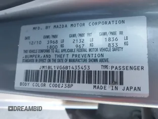 2011 Mazda 3 i Touring z VIN JM1BL1VG6B1435453, wystawiony jako IAAI lot #41740142 z przebiegiem 162 188 mil mil oraz . Historia ofert i sprzedaży dostępna na DreamBid. Obrazek 9.