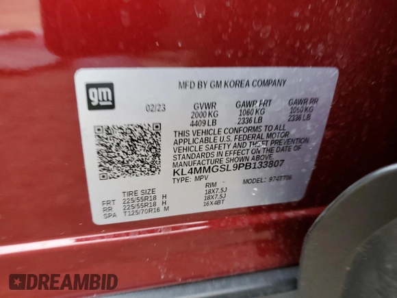 2023 Buick Encore GX Essence с VIN KL4MMGSL9PB133807, выставлен на аукционе Copart как лот 87471314 с пробегом 5 705 миль миль и Списание • Salvage title. История ставок и продаж доступна на DreamBid. Изображение 16.
