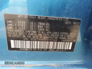 2017 Subaru Impreza with VIN 4S3GTAA66H3723148, listed as a Copart auction lot 58191505 with 75,524 mi miles and Salvage title. Bid and sale history available at DreamBid. Image 13.
