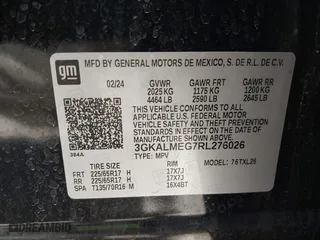 2024 GMC Terrain SLE with VIN 3GKALMEG7RL276026, listed as a IAAI auction lot 41392221 with 21,227 mi miles. Bid and sale history available at carsss.com. Image 9.