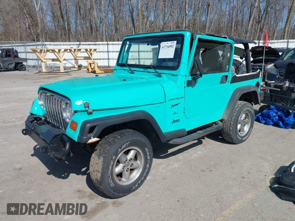1997 Jeep Wrangler Sport with VIN 1J4FY19S2VP423426, listed as a IAAI auction lot 41734992 with 164,706 mi miles. Bid and sale history available at carsss.com. Image 2.