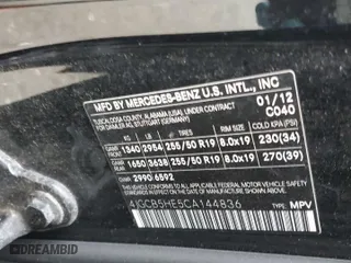 2012 Mercedes-Benz R-Class R 350 with VIN 4JGCB5HE5CA144836, listed as a Copart auction lot 43877275 with 146,432 mi miles and Salvage Title. Bid and sale history available at carsss.com. Image 15.