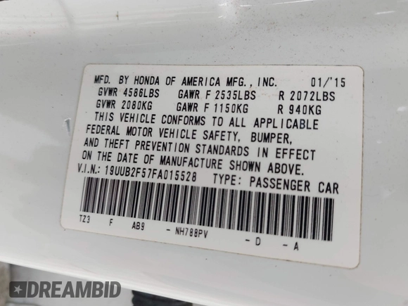 2015 Acura TLX V6 Tech with VIN 19UUB2F57FA015528, listed as a IAAI auction lot 42121824 with 98,917 mi miles. Bid and sale history available at carsss.com. Image 9.