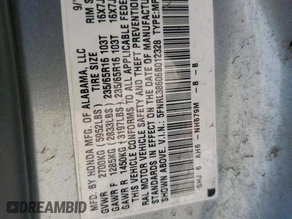 2006 Honda Odyssey EX-L с VIN 5FNRL38606B012328, выставлен на аукционе Copart как лот 53473365 с пробегом 264 709 миль миль и Списание • Salvage title. История ставок и продаж доступна на DreamBid. Изображение 16.