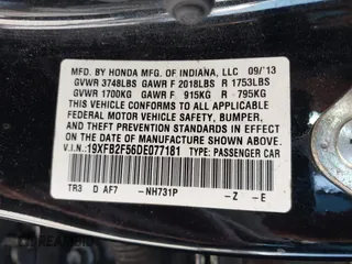 2013 Honda Civic LX with VIN 19XFB2F56DE077181, listed as a IAAI auction lot 42121707 with 159,899 mi miles and . Bid and sale history available at DreamBid. Image 9.