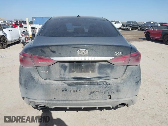 2018 Infiniti Q50 2.0t LUXE with VIN JN1CV7AR0JM280228, listed as a IAAI auction lot 41675002 with 203,946 mi miles. Bid and sale history available at carsss.com. Image 17.