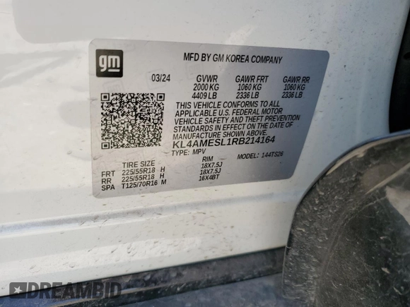2024 Buick Encore GX Sport Touring с VIN KL4AMESL1RB214164, выставлен на аукционе Copart как лот 65449535 с пробегом 24 529 миль миль и Чистый • Clean title. История ставок и продаж доступна на DreamBid. Изображение 13.