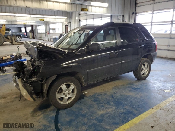 2008 Kia Sportage LX with VIN KNDJF724387504296, listed as a Copart auction lot 46443765 with 0 mi miles and Salvage Title. Bid and sale history available at carsss.com. Image 1.