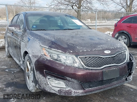 2014 Kia Optima LX with VIN 5XXGM4A71EG289837, listed as a IAAI auction lot 41418069 with 97,662 mi miles. Bid and sale history available at carsss.com. Image 1.