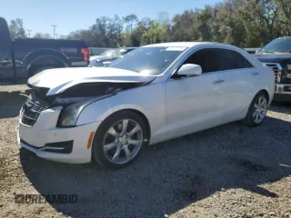 2015 Cadillac ATS Sedan Luxury RWD with VIN 1G6AB5RA6F0143327, listed as a Copart auction lot 45077975 with 0 mi miles and Salvage Title. Bid and sale history available at carsss.com. Image 1.