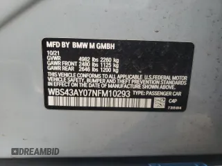 2022 BMW M3 Competition xDrive z VIN WBS43AY07NFM10293, wystawiony jako Copart lot #71593734 z przebiegiem Nie podano mil oraz Szkoda całkowita • Salvage title. Historia ofert i sprzedaży dostępna na DreamBid. Obrazek 13.
