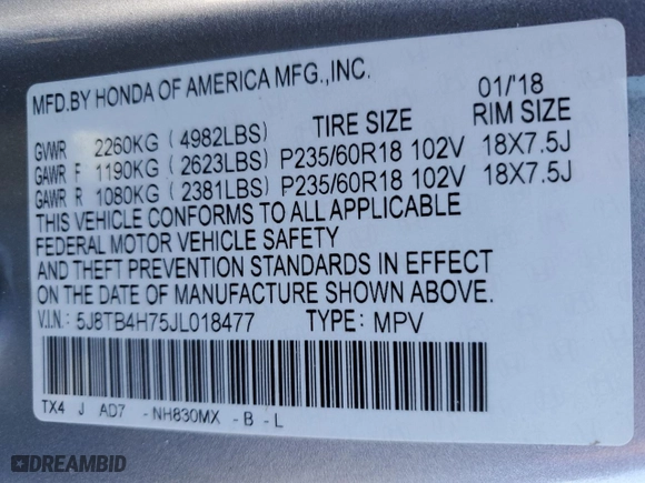 2018 Acura RDX w/Advance Pkg with VIN 5J8TB4H75JL018477, listed as a Copart auction lot 46318155 with 85,470 mi miles and Salvage Title. Bid and sale history available at carsss.com. Image 13.