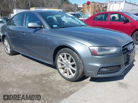 2014 Audi A4 Premium Plus z VIN WAUFFAFL6EN017277, wystawiony jako IAAI lot #41878643 z przebiegiem 105 100 mil mil oraz . Historia ofert i sprzedaży dostępna na DreamBid. Obrazek 1.