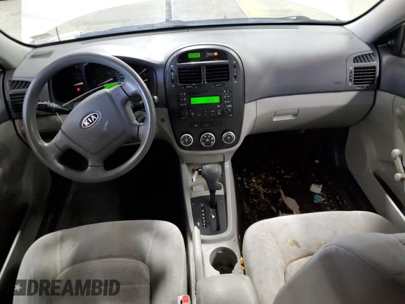 2009 Kia Spectra EX with VIN KNAFE221495654137, listed as a Copart auction lot 55777665 with 187,453 mi miles and Clean Title. Bid and sale history available at DreamBid. Image 8.