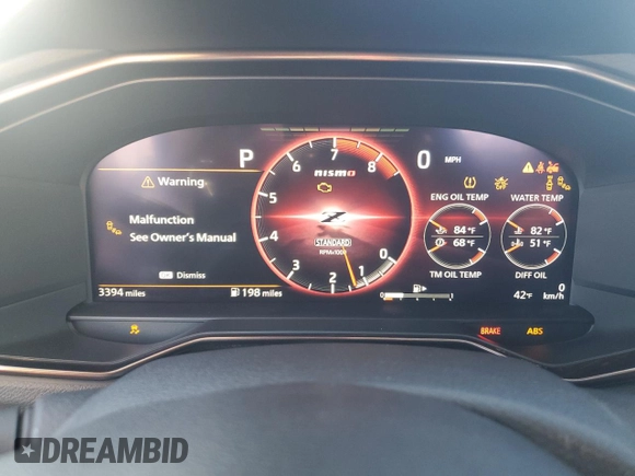 2024 Nissan Z Nismo z VIN JN1BZ4CH9RM361100, wystawiony jako Copart lot #80891074 z przebiegiem 3 394 mil mil oraz Szkoda całkowita • Salvage title. Historia ofert i sprzedaży dostępna na DreamBid. Obrazek 9.