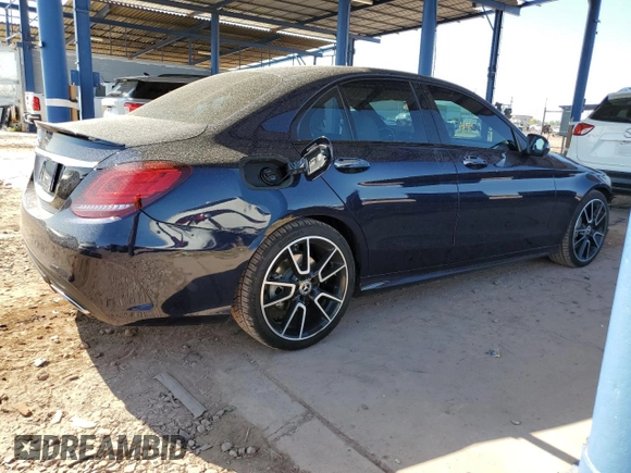 2020 Mercedes-Benz C with VIN 55SWF8DB9LU326662, listed as a Copart auction lot 52624405 with 39,162 mi miles and Salvage Title. Bid and sale history available at carsss.com. Image 3.