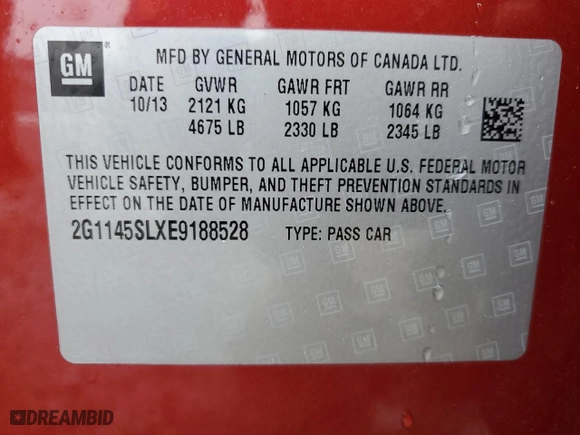 2014 Chevrolet Impala LTZ with VIN 2G1145SLXE9188528, listed as a Copart auction lot 85188304 with 165,714 mi miles and Salvage Title. Bid and sale history available at carsss.com. Image 13.