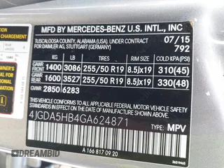 2016 Mercedes-Benz GLE 350 с VIN 4JGDA5HB4GA624871, выставлен на аукционе IAAI как лот 42080510 с пробегом 117 533 миль миль и . История ставок и продаж доступна на DreamBid. Изображение 9.
