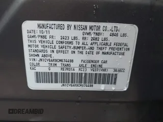 2012 Infiniti G37 x with VIN JN1CV6AR9CM674498, listed as a IAAI auction lot 41766567 with 186,157 mi miles and . Bid and sale history available at DreamBid. Image 9.