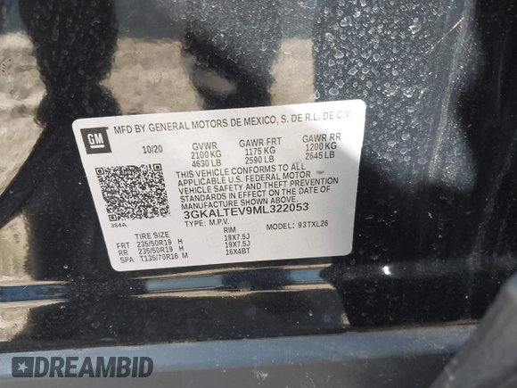 2021 GMC Terrain SLE with VIN 3GKALTEV9ML322053, listed as a IAAI auction lot 41781415 with 18,734 mi miles and . Bid and sale history available at carsss.com. Image 9.