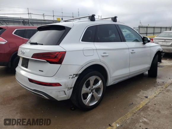 2021 Audi Q5 Premium Plus with VIN WA1BAAFY6M2010268, listed as a Copart auction lot 60370325 with 38,227 mi miles and Salvage title. Bid and sale history available at DreamBid. Image 3.