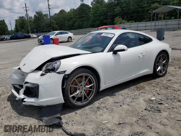 2019 Porsche 911 Carrera S with VIN WP0AB2A95KS114235, listed as a Copart auction lot 53480114 with 43,488 mi miles and Salvage Title. Bid and sale history available at DreamBid. Image 1.