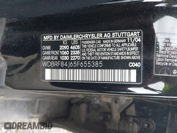 2005 Mercedes-Benz C 320 z VIN WDBRF84J65F655385, wystawiony jako IAAI lot #42215928 z przebiegiem 212 832 mil mil oraz . Historia ofert i sprzedaży dostępna na DreamBid. Obrazek 9.