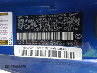 2015 Lexus RC 350 F Sport with VIN JTHHE5BC0F5008649, listed as a IAAI auction lot 41591221 with 119,794 mi miles and . Bid and sale history available at DreamBid. Image 9.